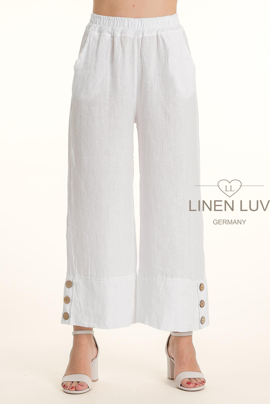 French Linen Wide Leg Button Pants - Breathable Naturals | Glam & Fame Clothing