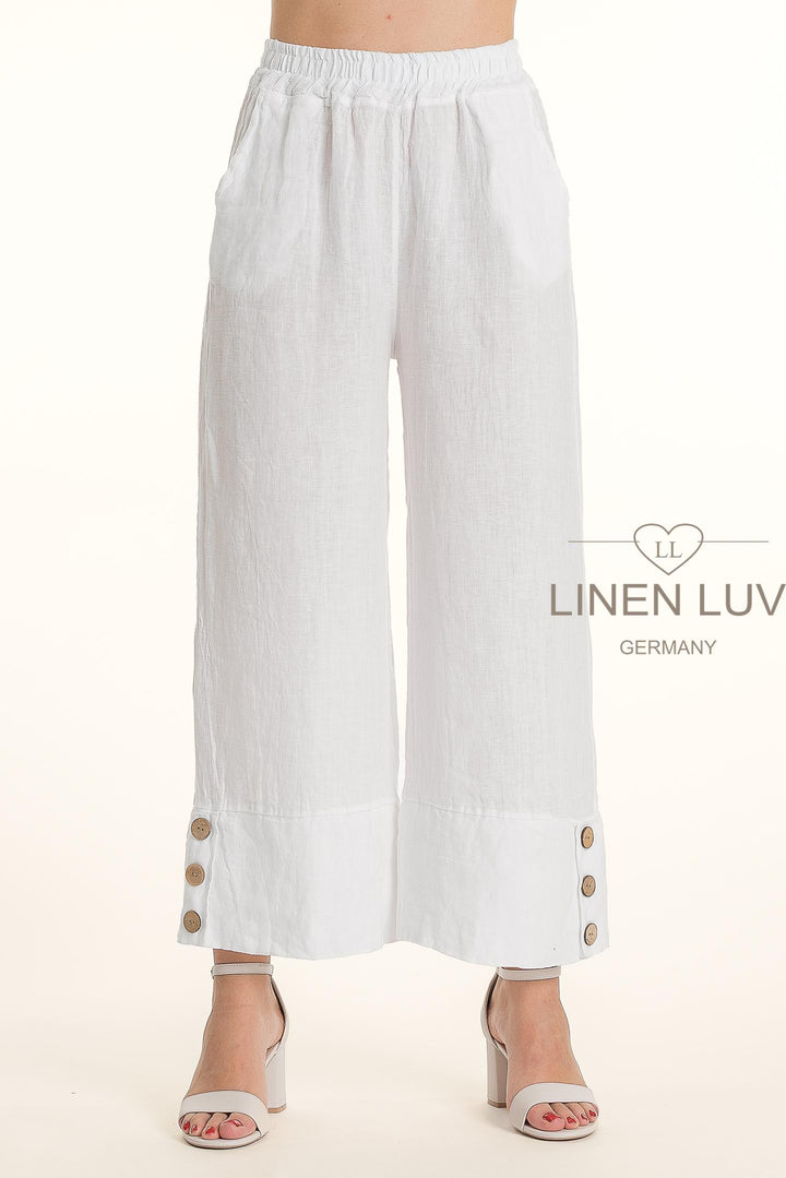 French Linen Wide Leg Button Pants - Breathable Naturals | Glam & Fame Clothing