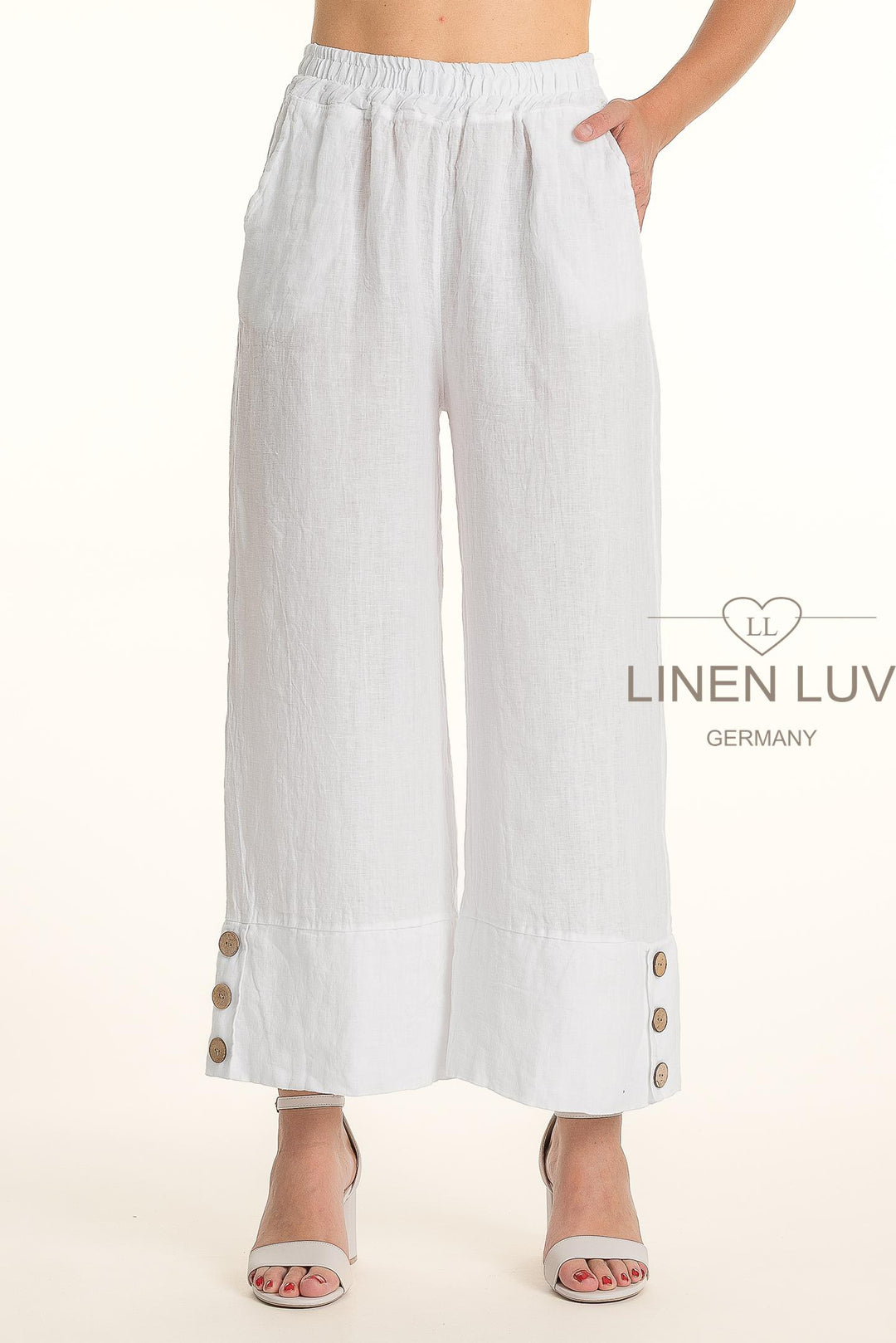 French Linen Wide Leg Button Pants - Breathable Naturals | Glam & Fame Clothing