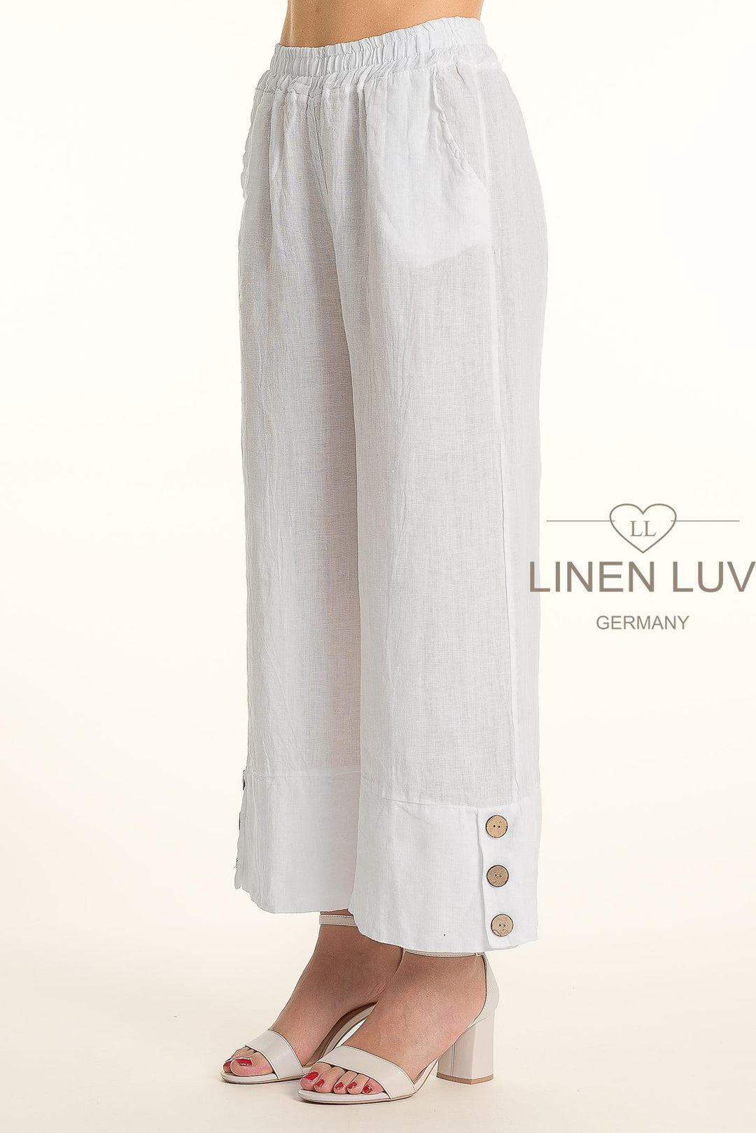 French Linen Wide Leg Button Pants - Breathable Naturals | Glam & Fame Clothing
