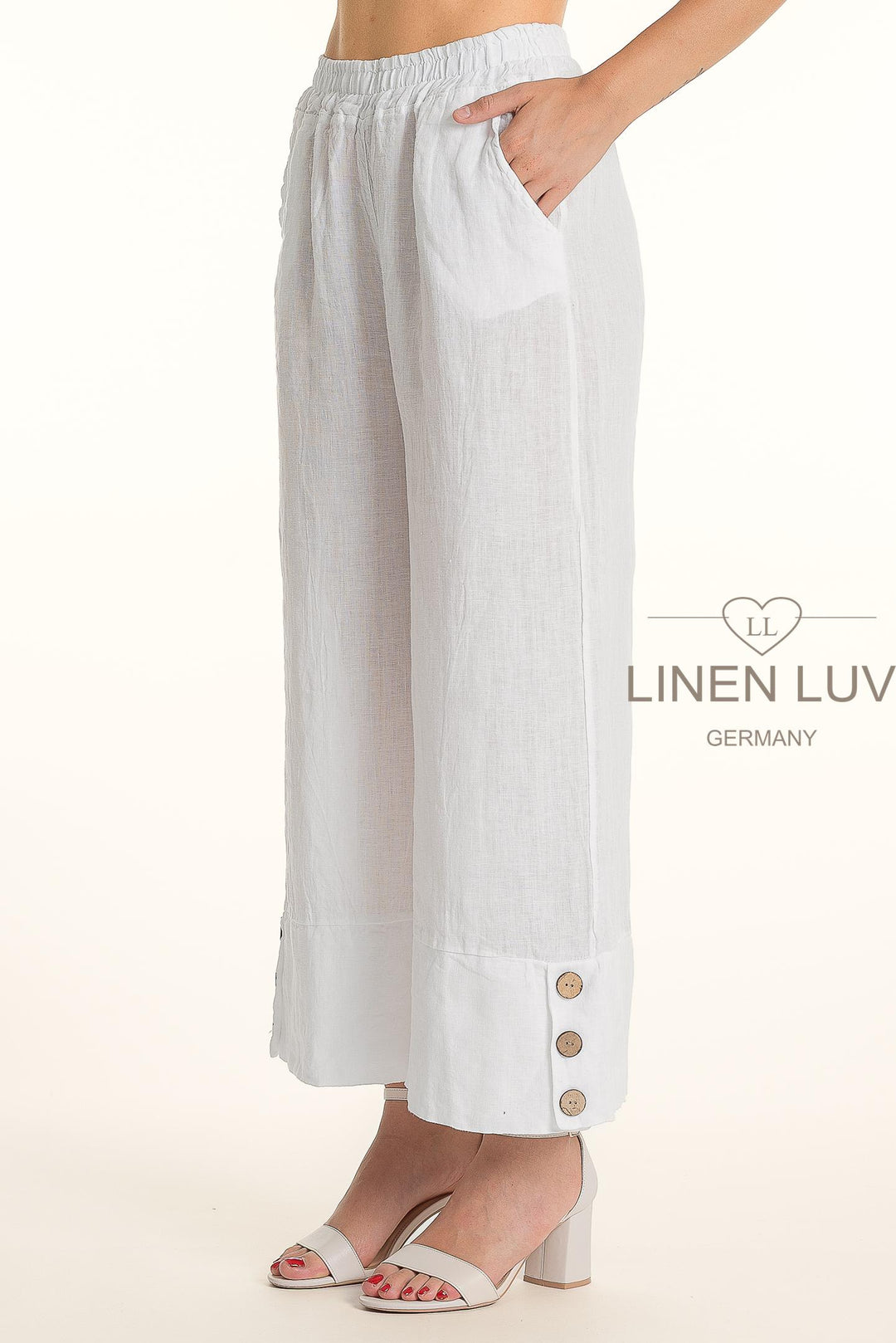 French Linen Wide Leg Button Pants - Breathable Naturals | Glam & Fame Clothing