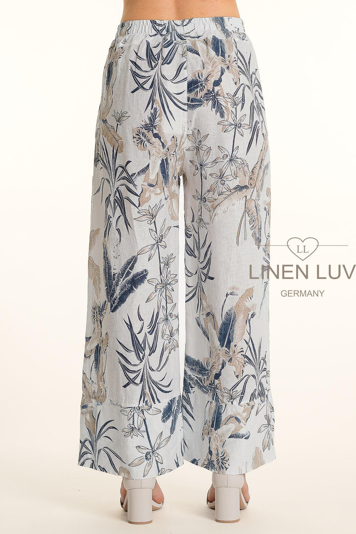 French Linen Wide Leg Button Pants Print - Breathable Naturals | Glam & Fame Clothing