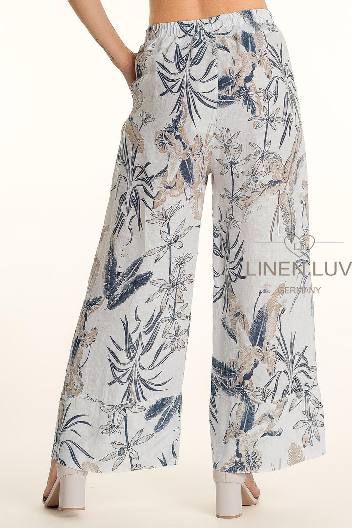 French Linen Wide Leg Button Pants Print - Breathable Naturals | Glam & Fame Clothing