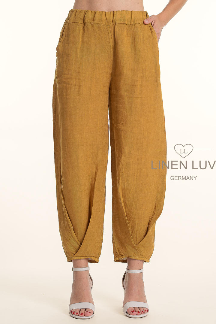 French Linen Pant Twist Hem Accent - Breathable Naturals | Glam & Fame Clothing