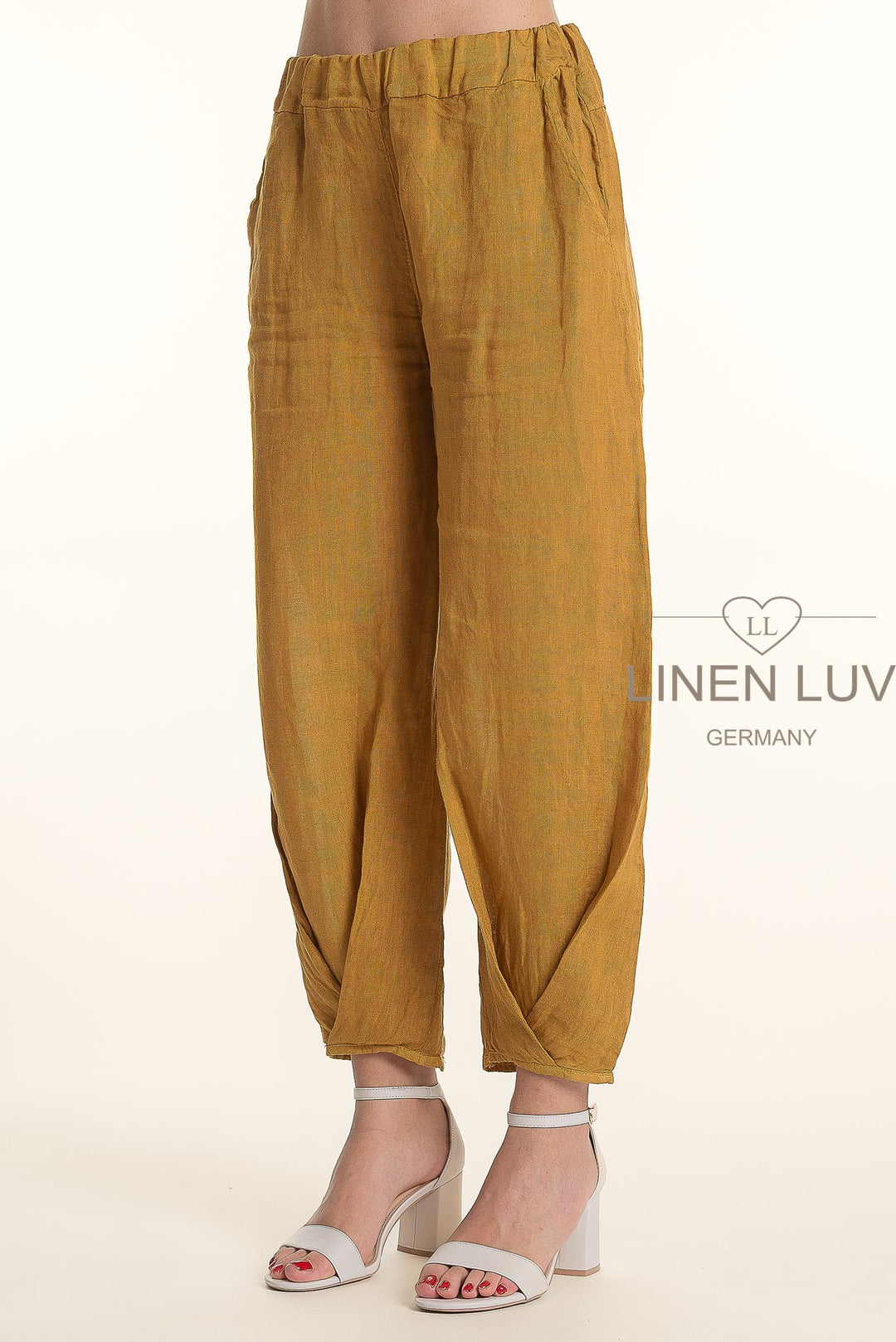 French Linen Pant Twist Hem Accent - Breathable Naturals | Glam & Fame Clothing