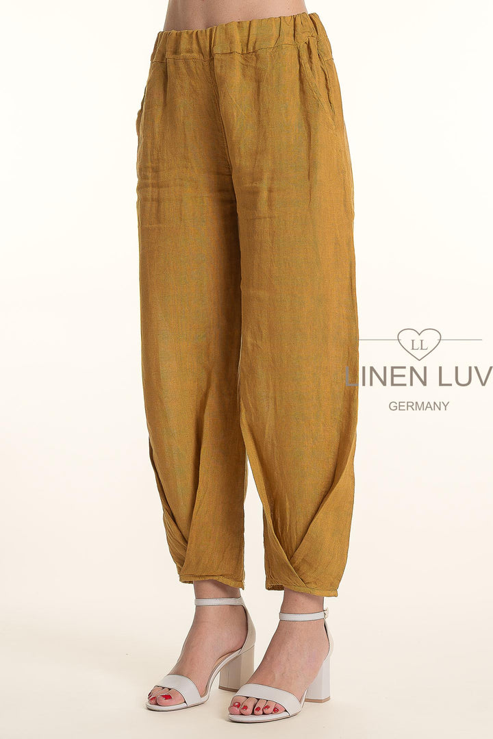 French Linen Pant Twist Hem Accent - Breathable Naturals | Glam & Fame Clothing