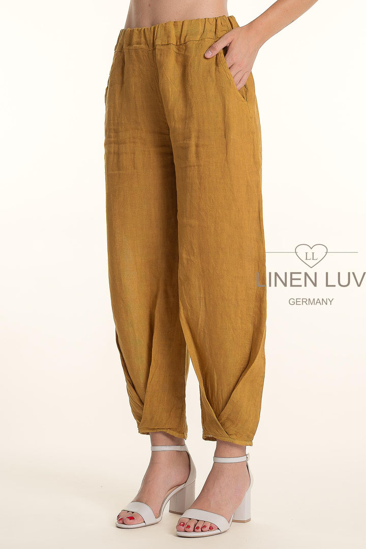 French Linen Pant Twist Hem Accent - Breathable Naturals | Glam & Fame Clothing