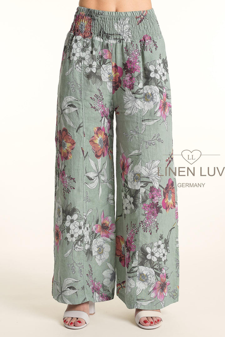 French Linen Wide Leg Pants Print - Breathable Naturals | Glam & Fame Clothing