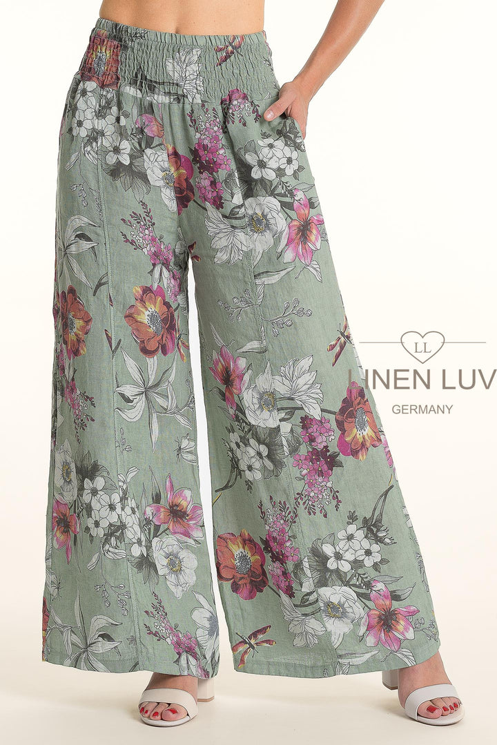 French Linen Wide Leg Pants Print - Breathable Naturals | Glam & Fame Clothing