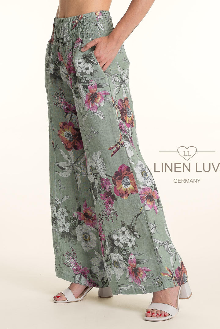 French Linen Wide Leg Pants Print - Breathable Naturals | Glam & Fame Clothing