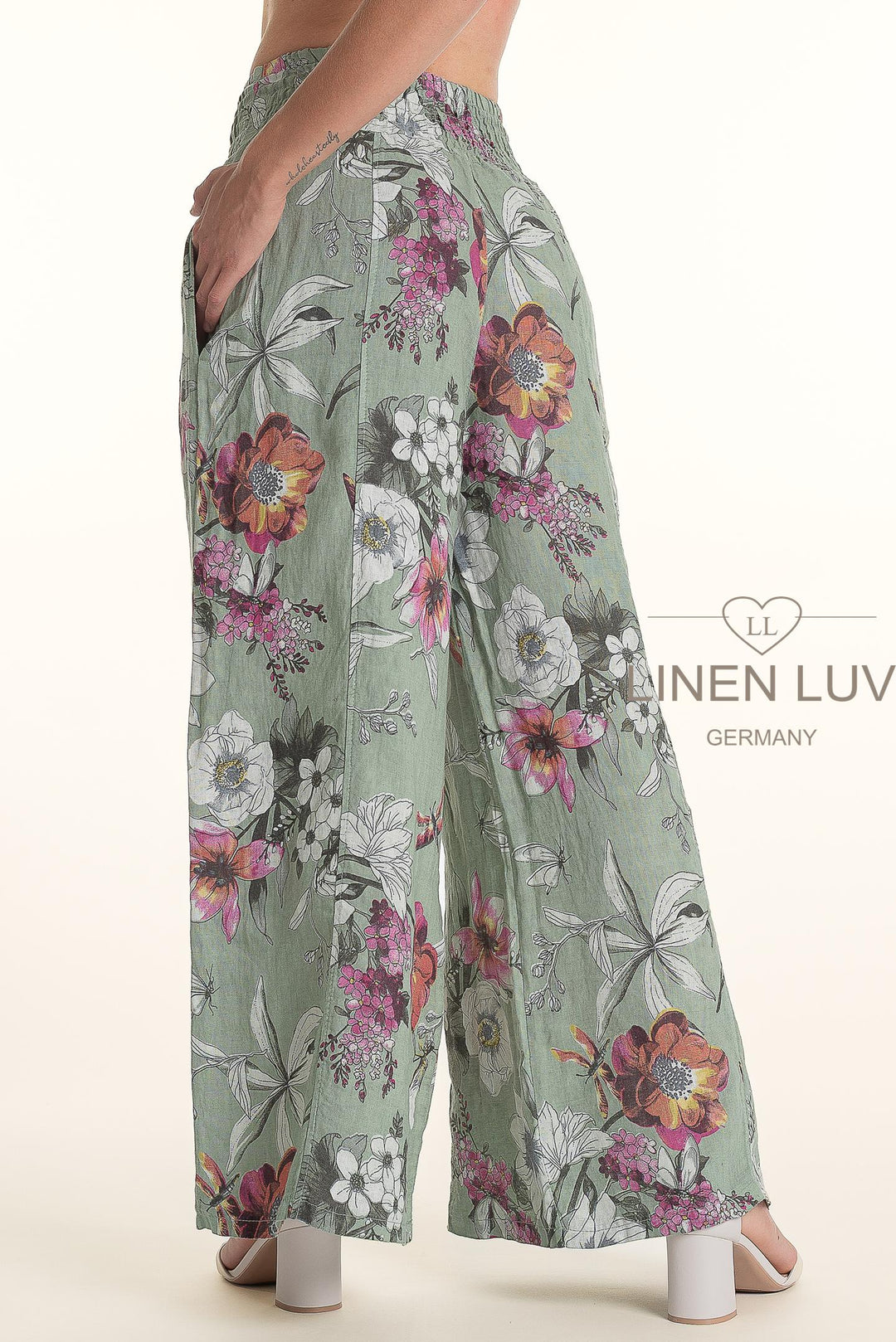 French Linen Wide Leg Pants Print - Breathable Naturals | Glam & Fame Clothing