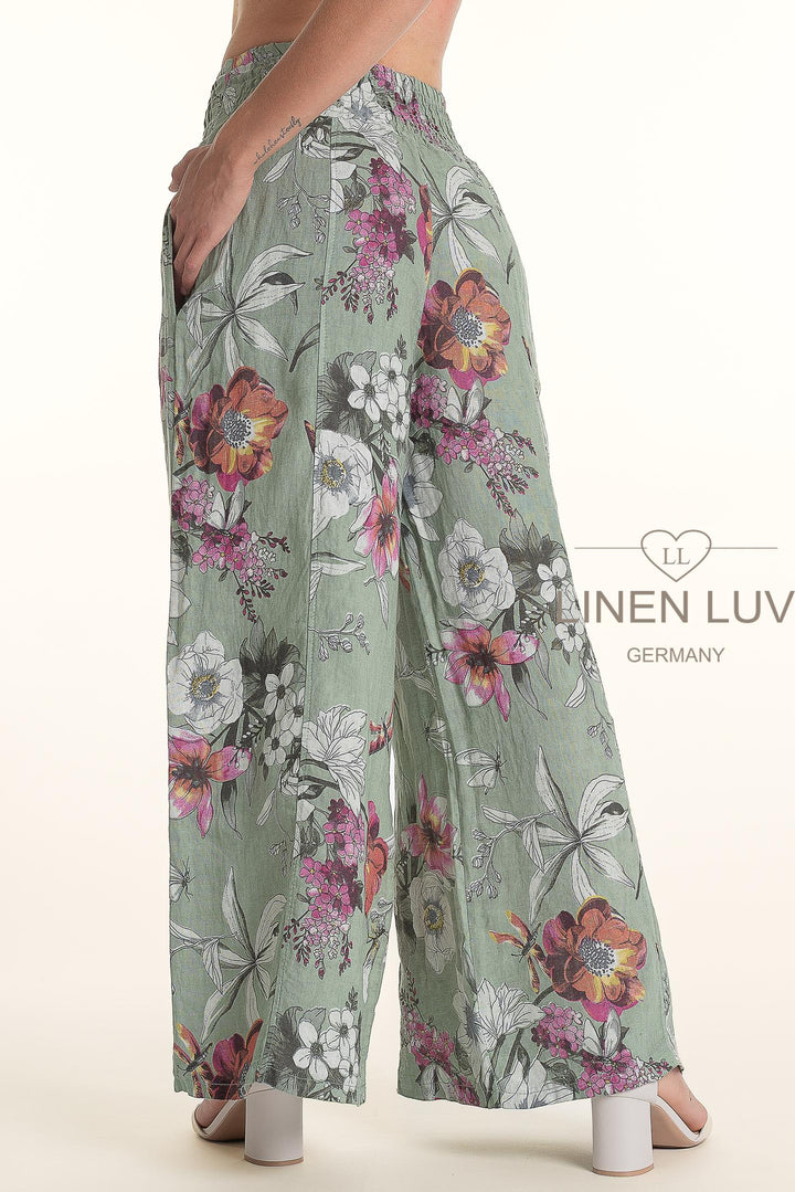 French Linen Wide Leg Pants Print - Breathable Naturals | Glam & Fame Clothing