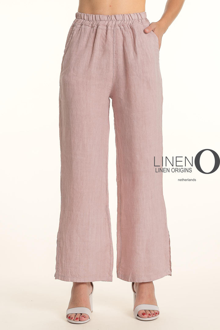 French Linen Pant Straight Leg Slits - Breathable Naturals | Glam & Fame Clothing