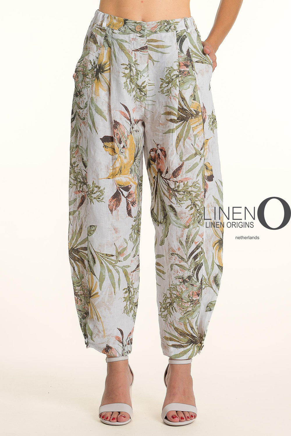 French Linen Barrel Pant Print - Breathable Naturals | Glam & Fame Clothing