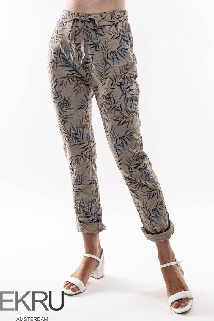 Euro Crinkle Travel Pant Print - Breathable Naturals | Glam & Fame Clothing