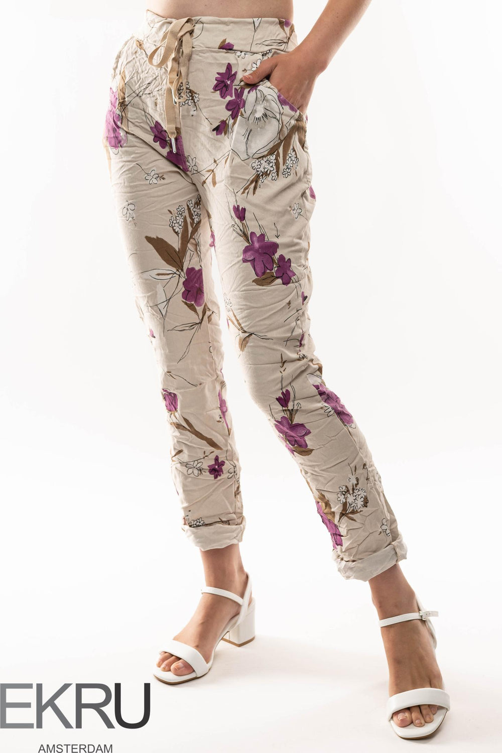 Euro Crinkle Travel Pant Print - Breathable Naturals | Glam & Fame Clothing