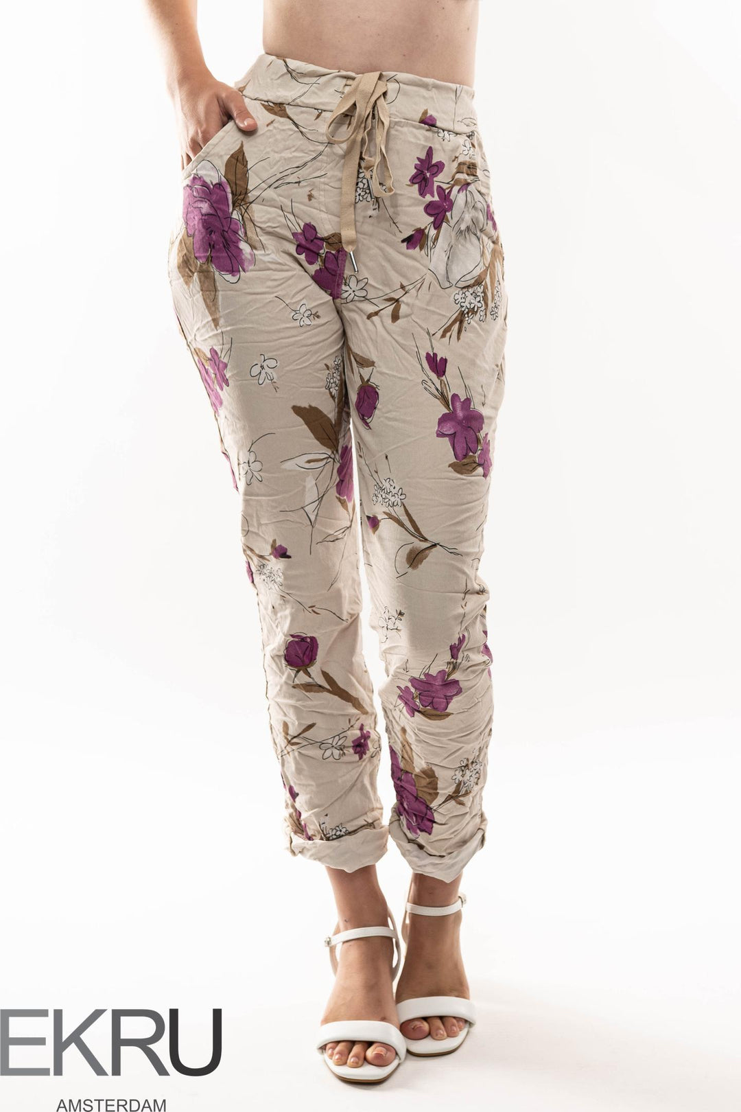 Euro Crinkle Travel Pant Print - Breathable Naturals | Glam & Fame Clothing