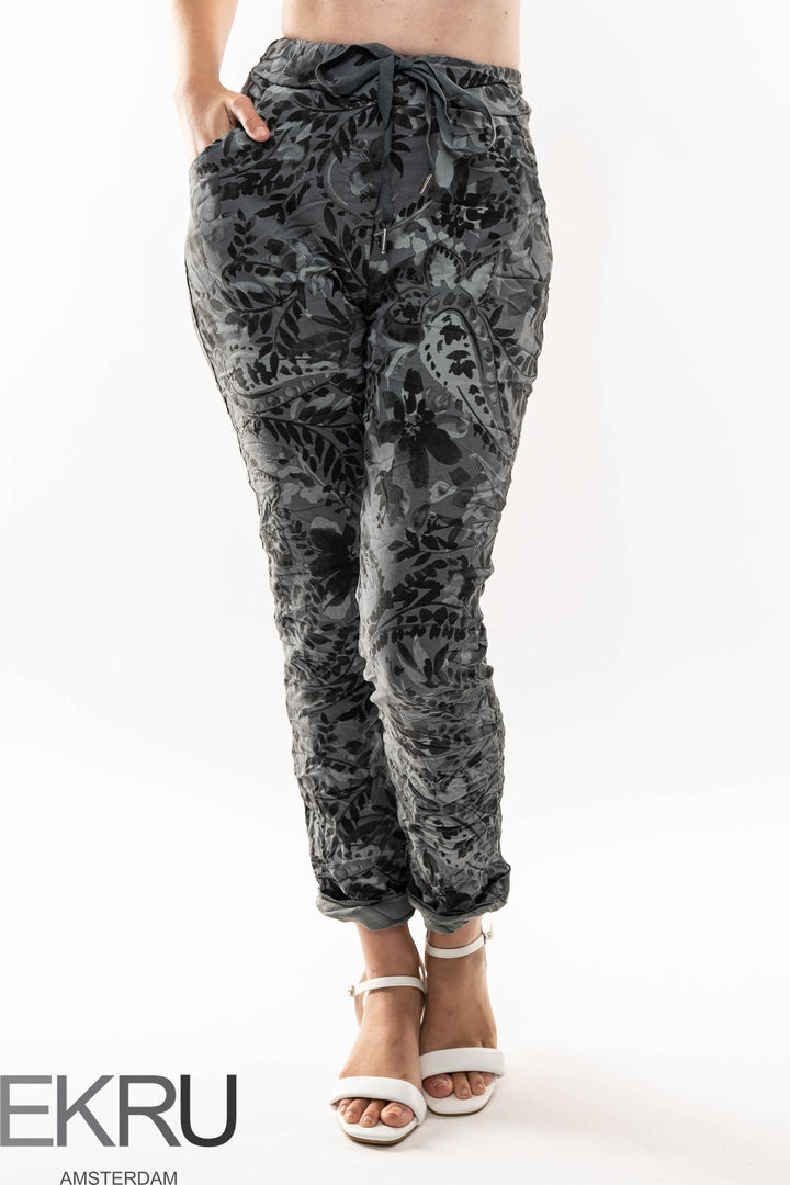 Euro Crinkle Travel Pant Print - Breathable Naturals | Glam & Fame Clothing