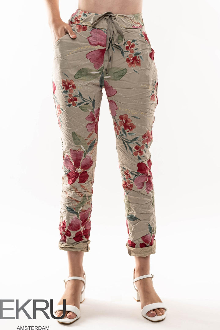 Euro Crinkle Travel Pant Print - Breathable Naturals | Glam & Fame Clothing
