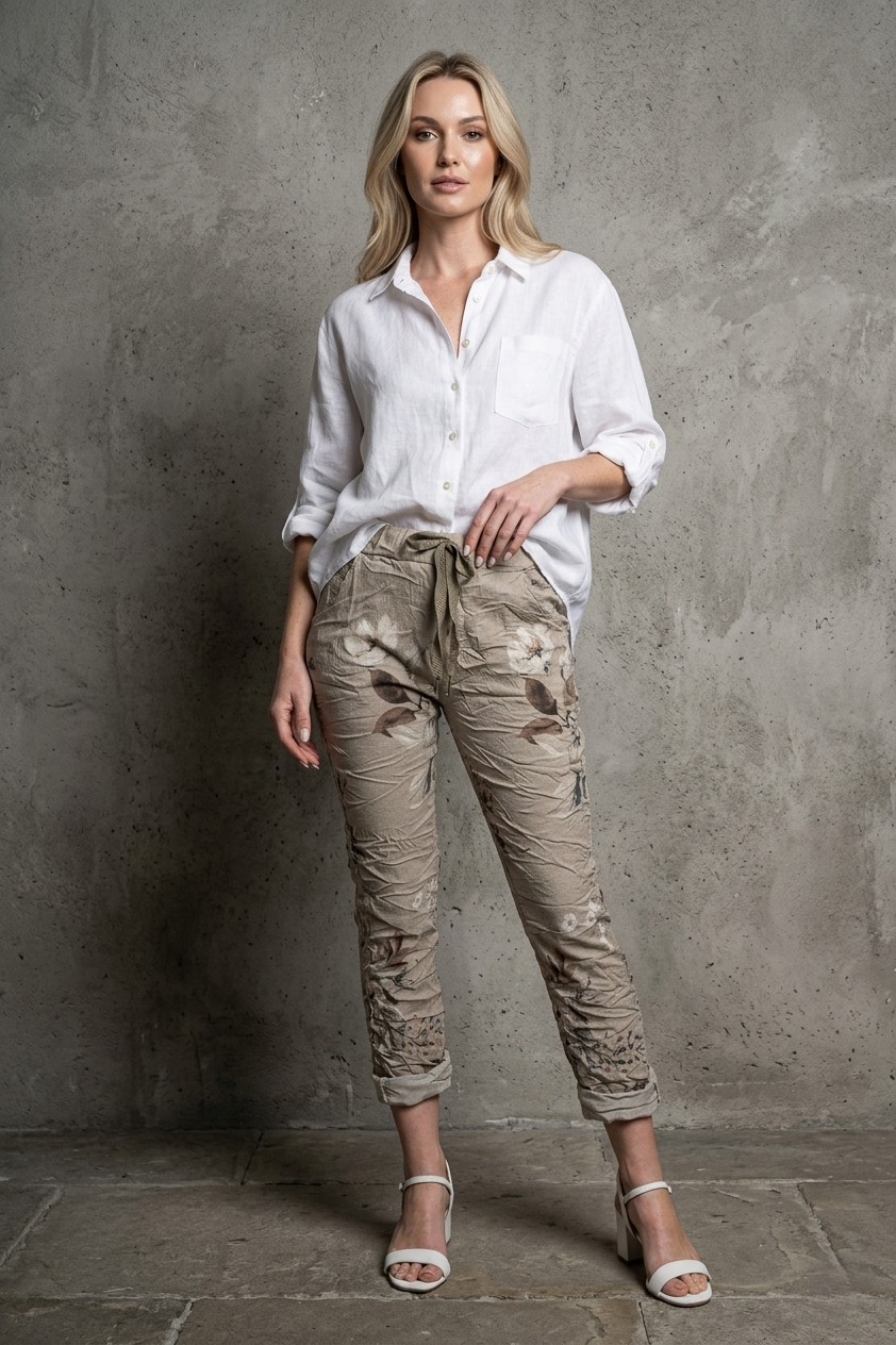 Euro Crinkle Travel Pant Print