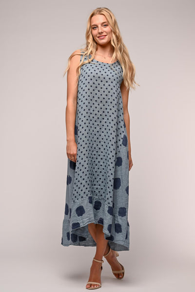 Premium French Linen Dress Spots Print