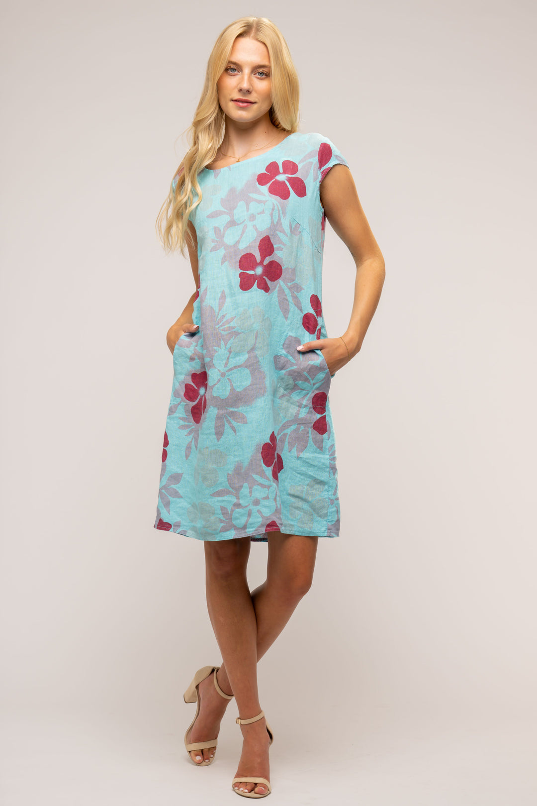 French Linen Sheath Dress With Pockets - Breathable Naturals | Glam & Fame Clothing