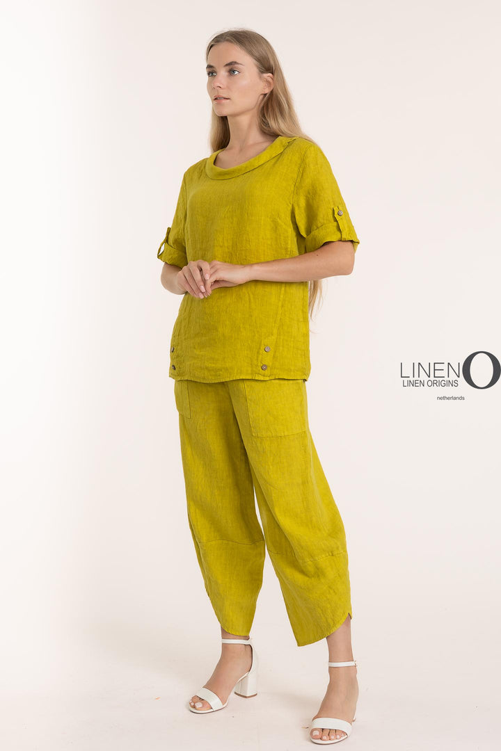 Premium Woven French Linen Blouse - Breathable Naturals | Glam & Fame Clothing