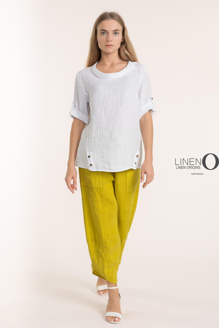 Premium Woven French Linen Blouse - Breathable Naturals | Glam & Fame Clothing
