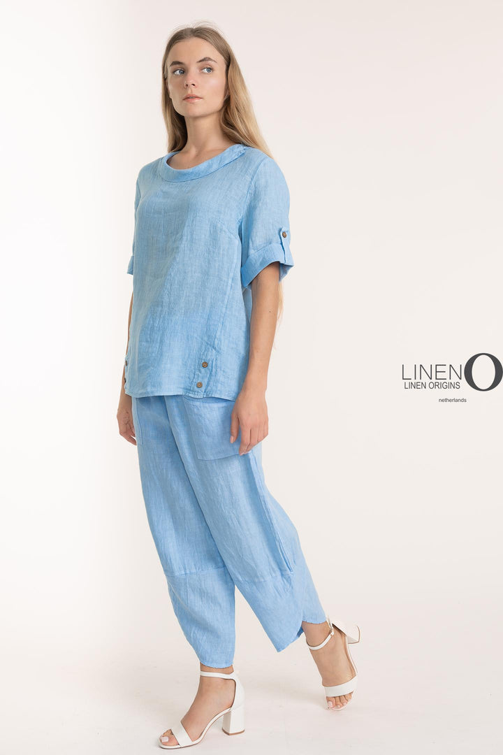 Premium Woven French Linen Blouse - Breathable Naturals | Glam & Fame Clothing