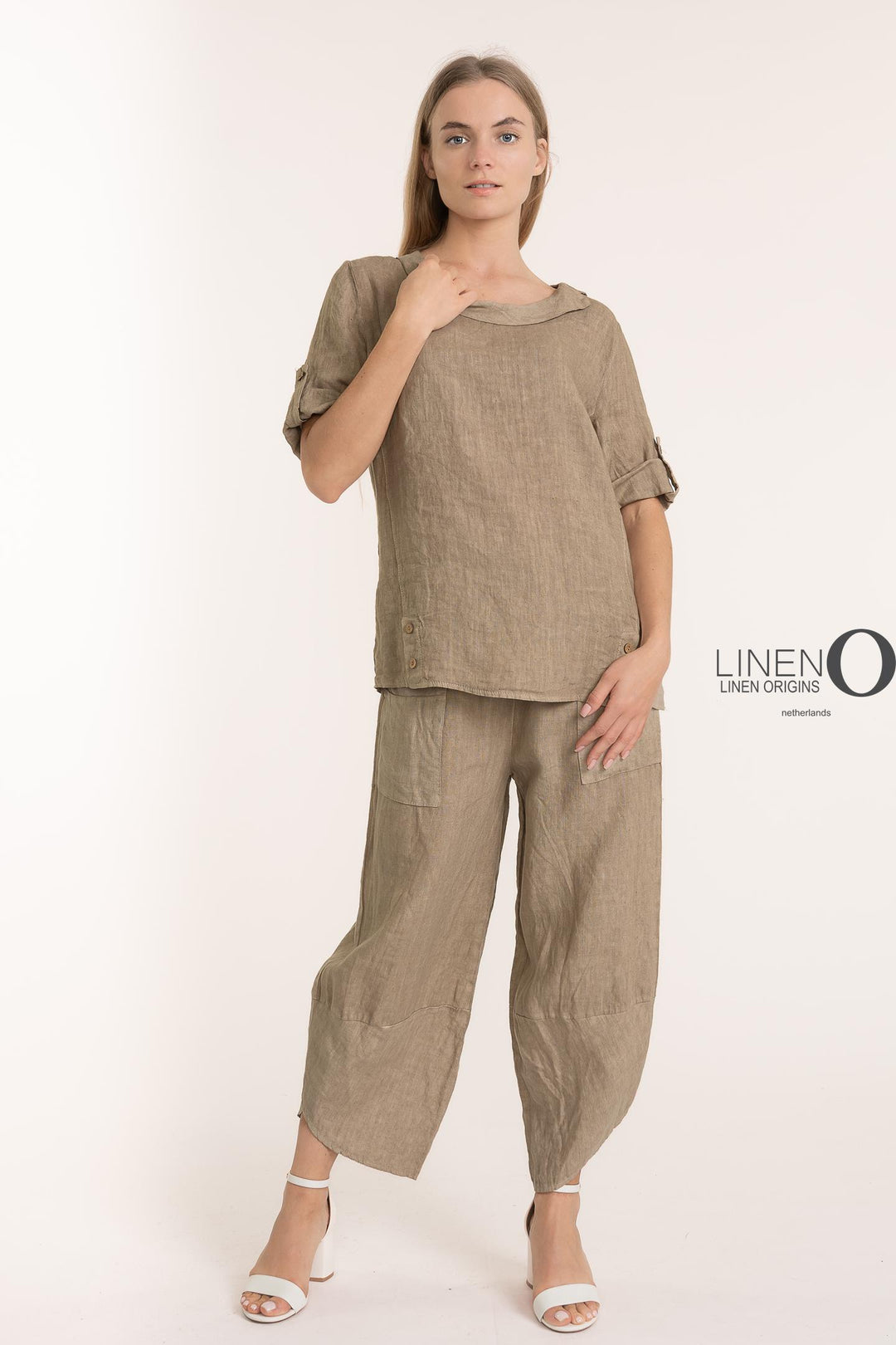 Premium Woven French Linen Blouse - Breathable Naturals | Glam & Fame Clothing
