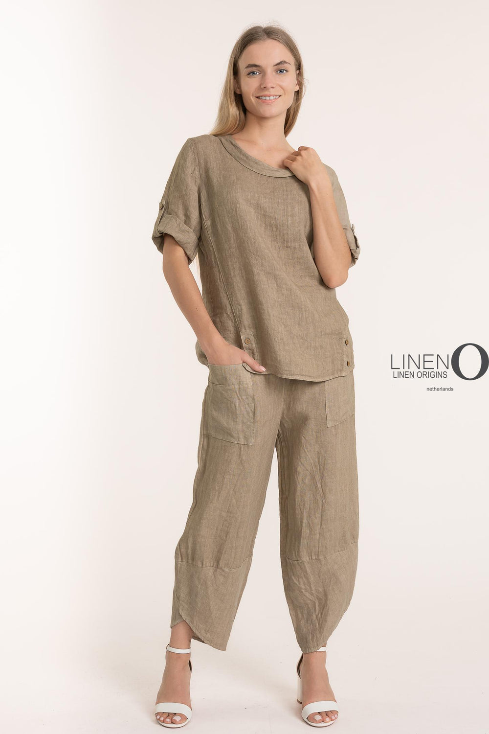 Premium Woven French Linen Blouse - Breathable Naturals | Glam & Fame Clothing