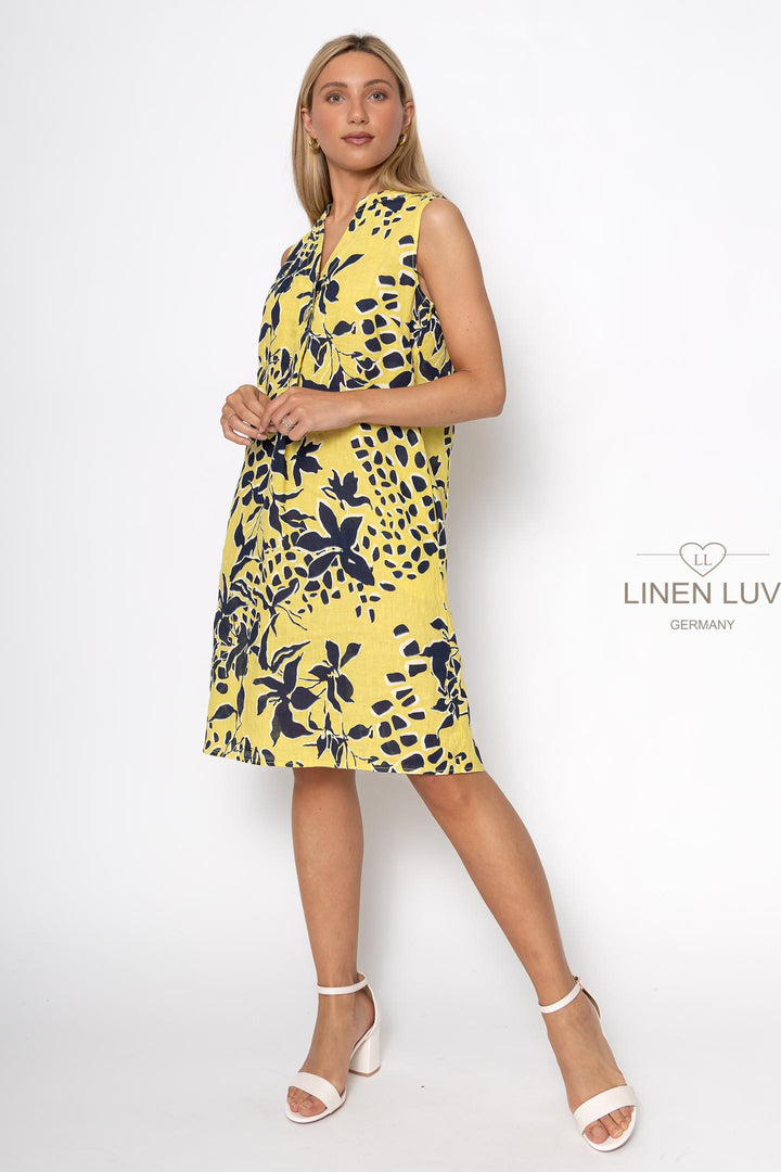 French Linen V-Neck Shift Dress