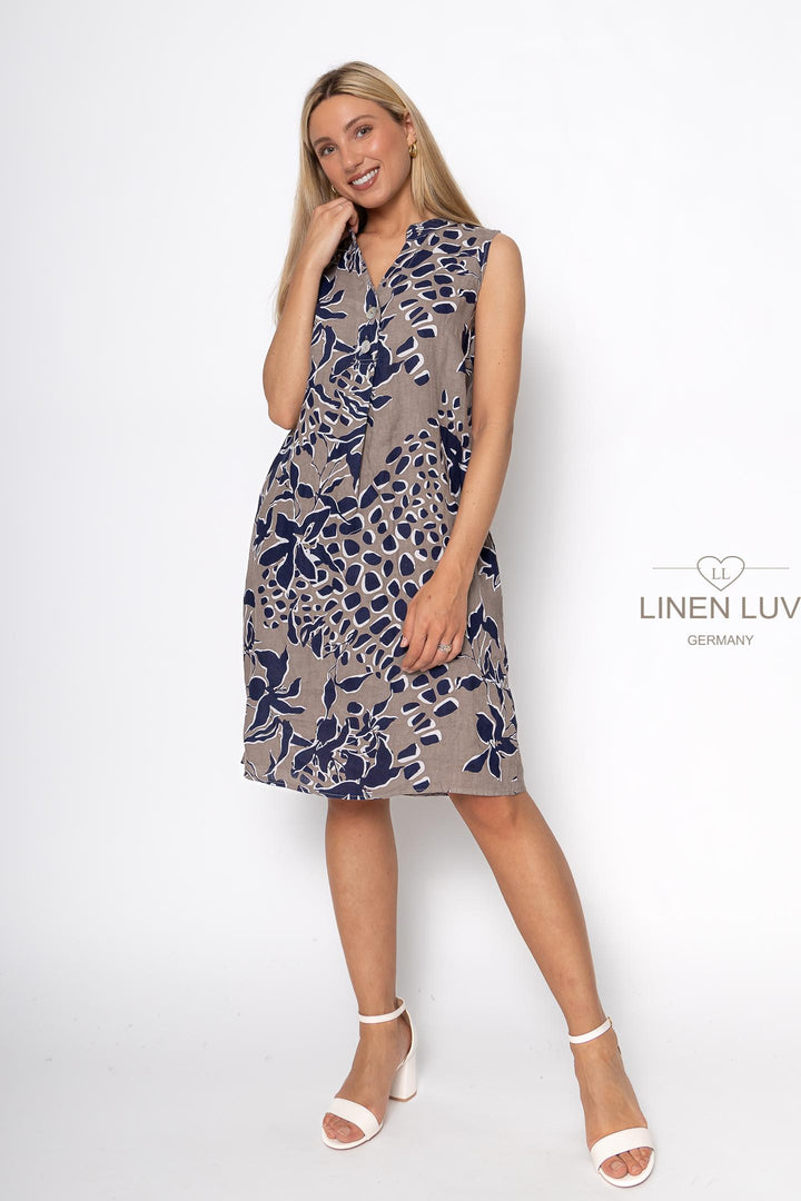 French Linen V-Neck Shift Dress