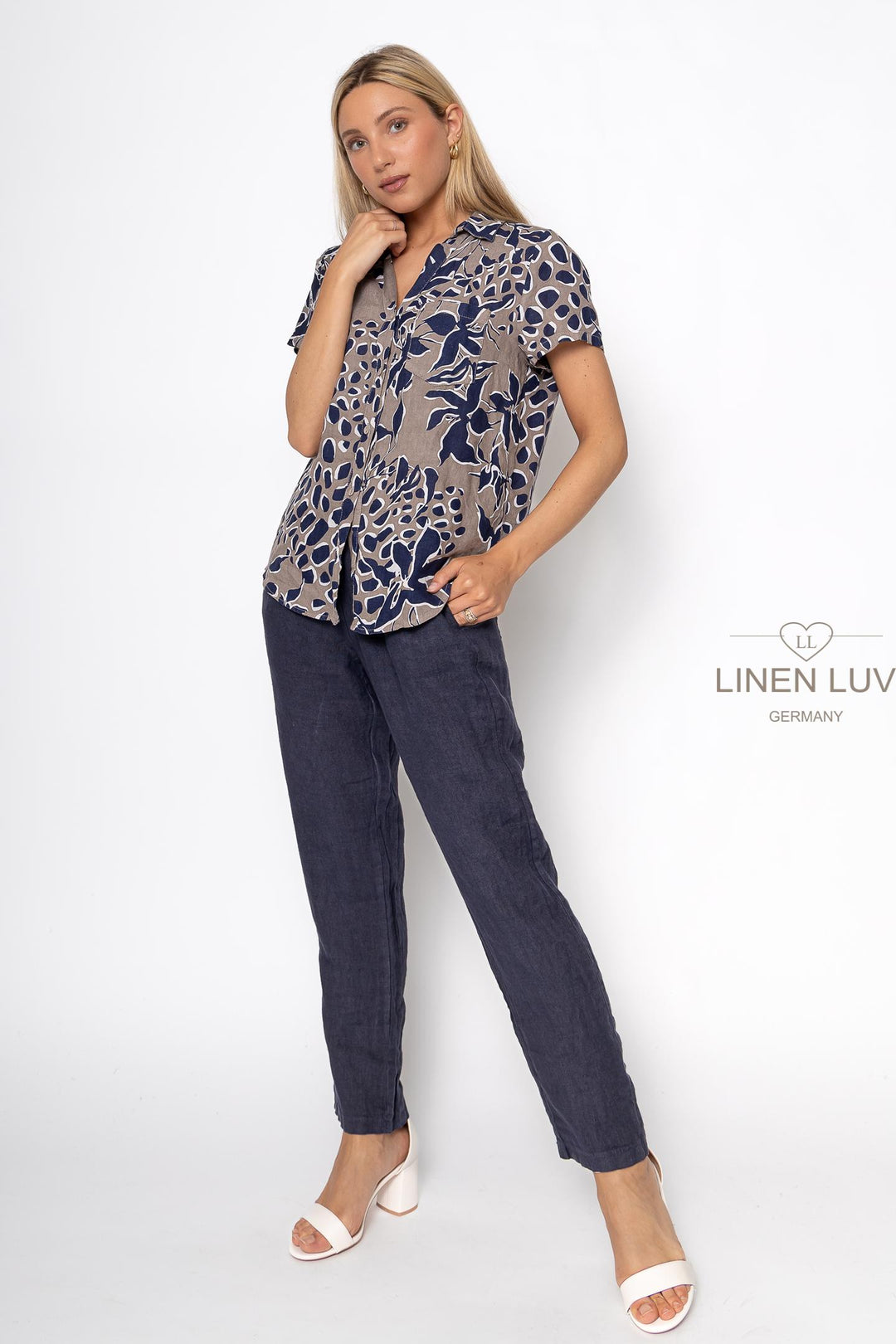 French Linen Button Down Shirt Print - Breathable Naturals | Glam & Fame Clothing