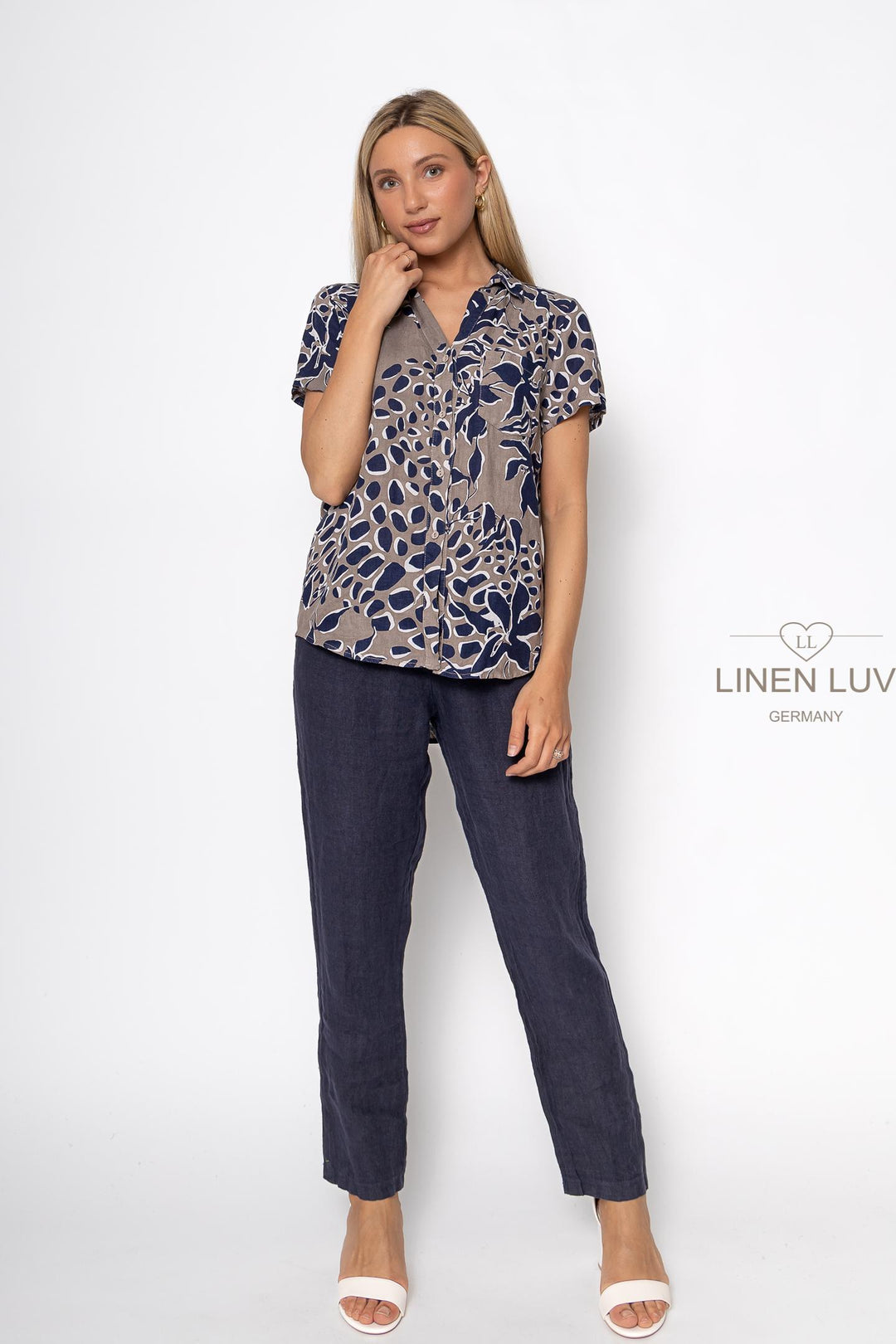 French Linen Button Down Shirt Print - Breathable Naturals | Glam & Fame Clothing
