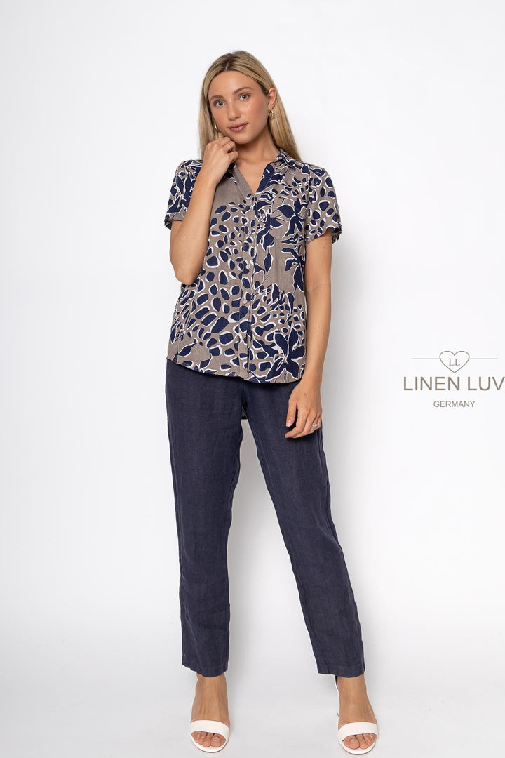 French Linen Button Down Shirt Print - Breathable Naturals | Glam & Fame Clothing