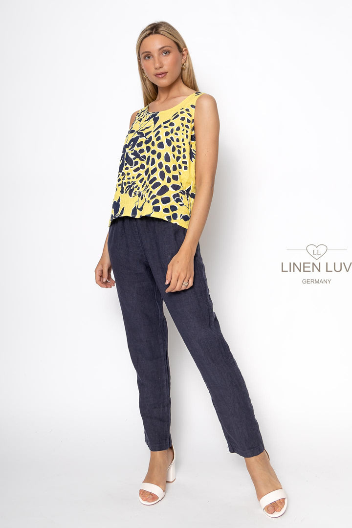 French Linen Sleeveless Top Print - Breathable Naturals | Glam & Fame Clothing