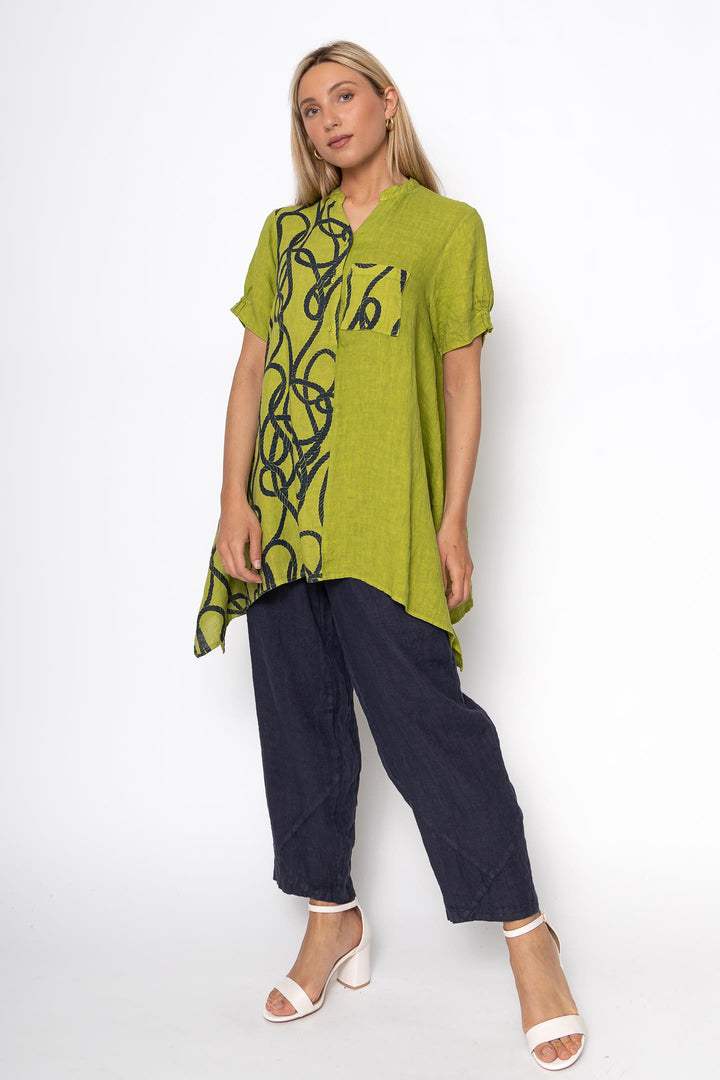 French Linen Tunic Blouse Nautical Print - Breathable Naturals | Glam & Fame Clothing