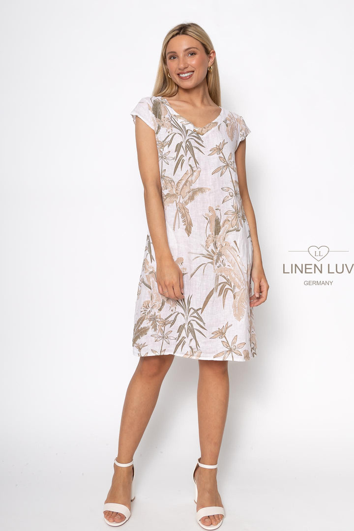 French Linen Cap Sleeve Sheath Dress - Breathable Naturals | Glam & Fame Clothing