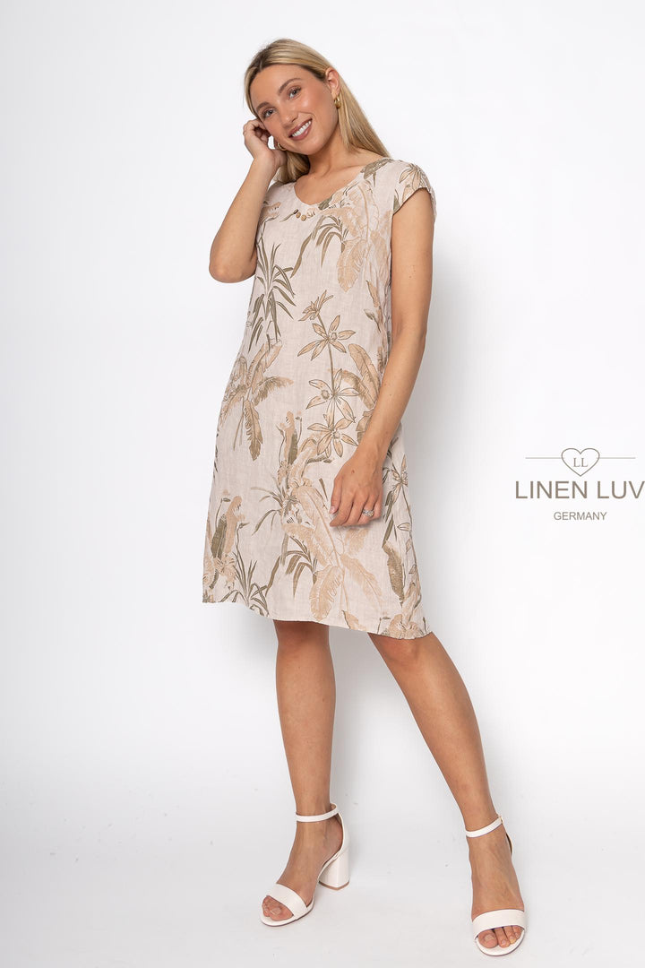 French Linen Cap Sleeve Sheath Dress - Breathable Naturals | Glam & Fame Clothing