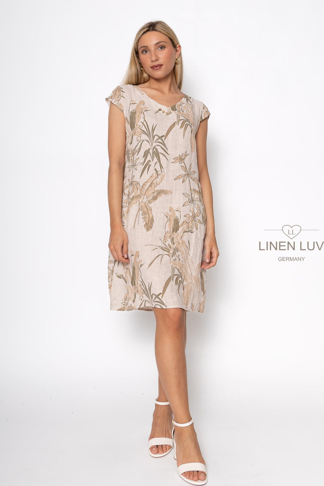 French Linen Cap Sleeve Sheath Dress - Breathable Naturals | Glam & Fame Clothing