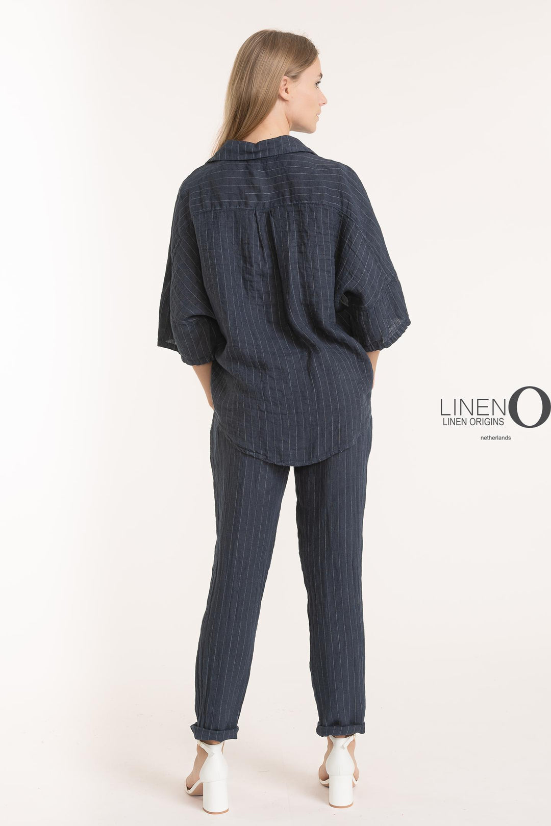 French Linen Pinstripe Boxy Shirt - Breathable Naturals | Glam & Fame Clothing