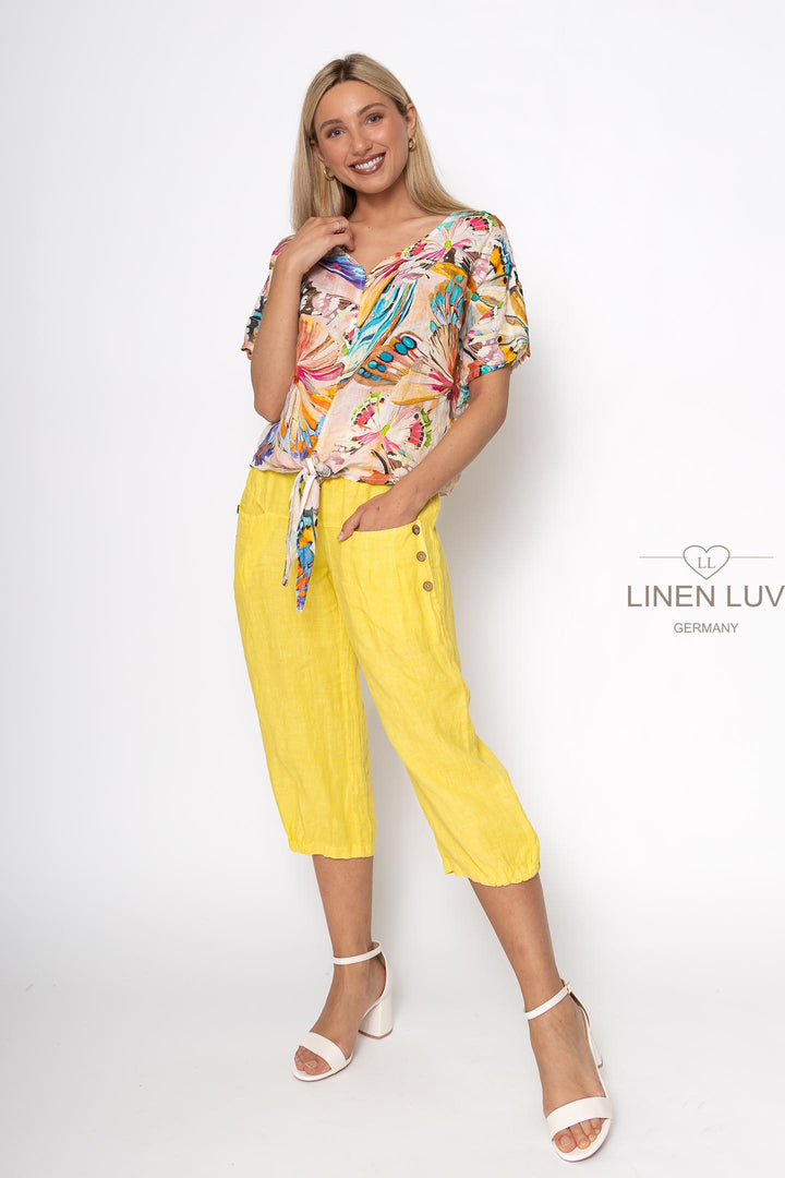 French Linen Butterfly Tie Blouse