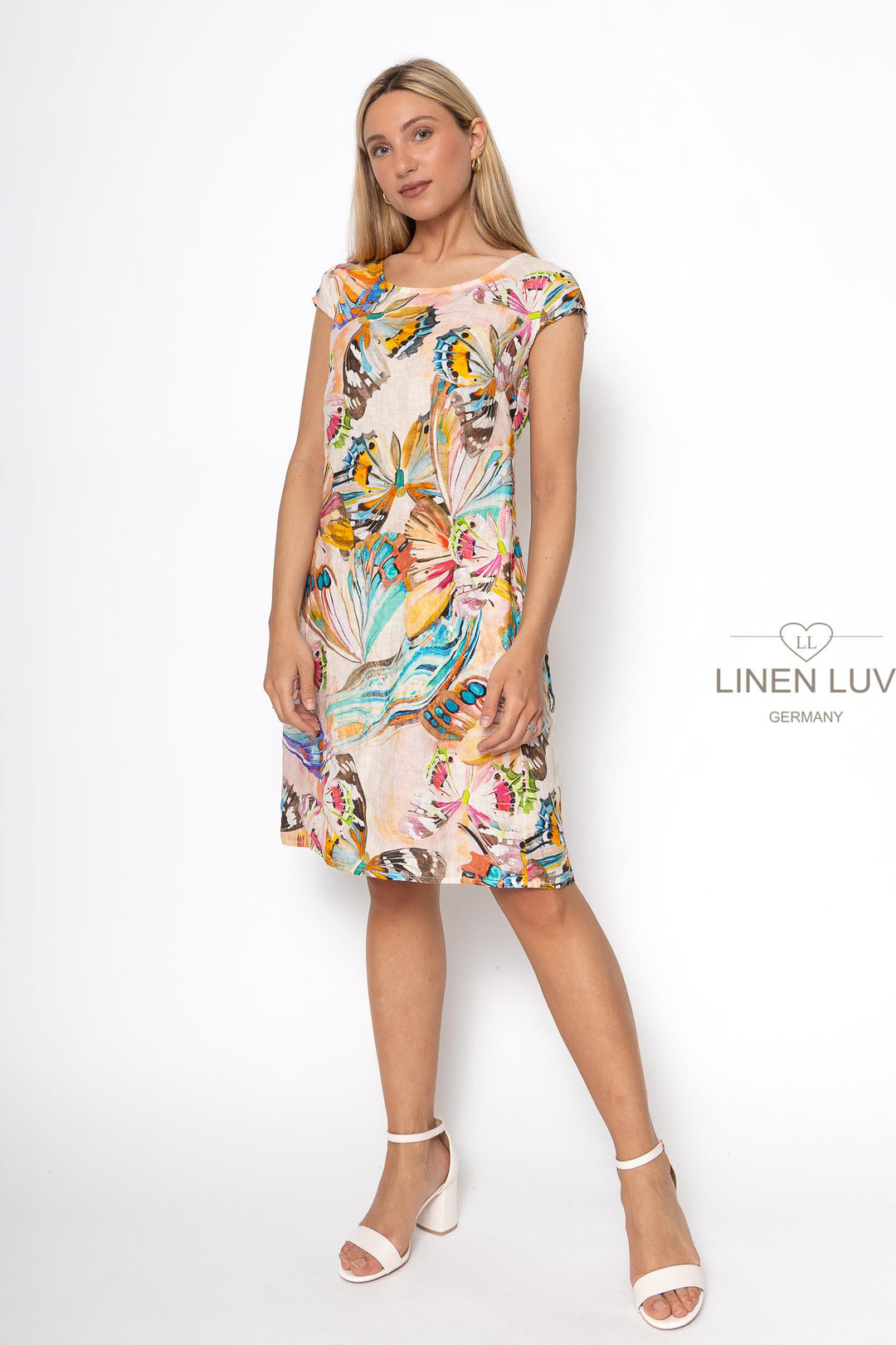 French Linen Sheath Dress Print - Breathable Naturals | Glam & Fame Clothing