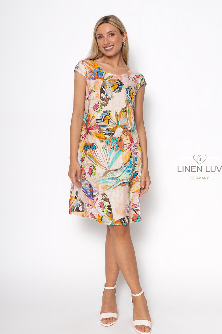 French Linen Sheath Dress Print - Breathable Naturals | Glam & Fame Clothing