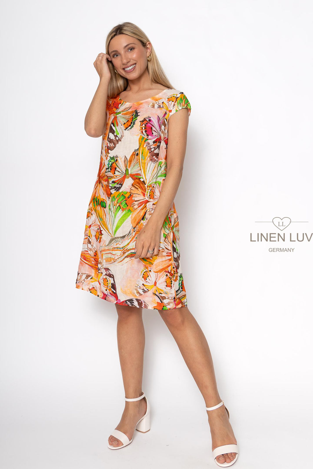 French Linen Sheath Dress Print - Breathable Naturals | Glam & Fame Clothing