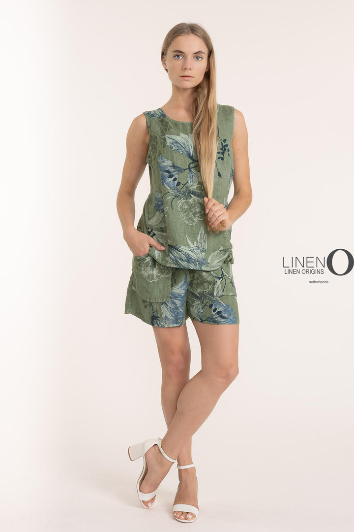 Premium Woven French Linen Sv/L Top Floral - Breathable Naturals | Glam & Fame Clothing