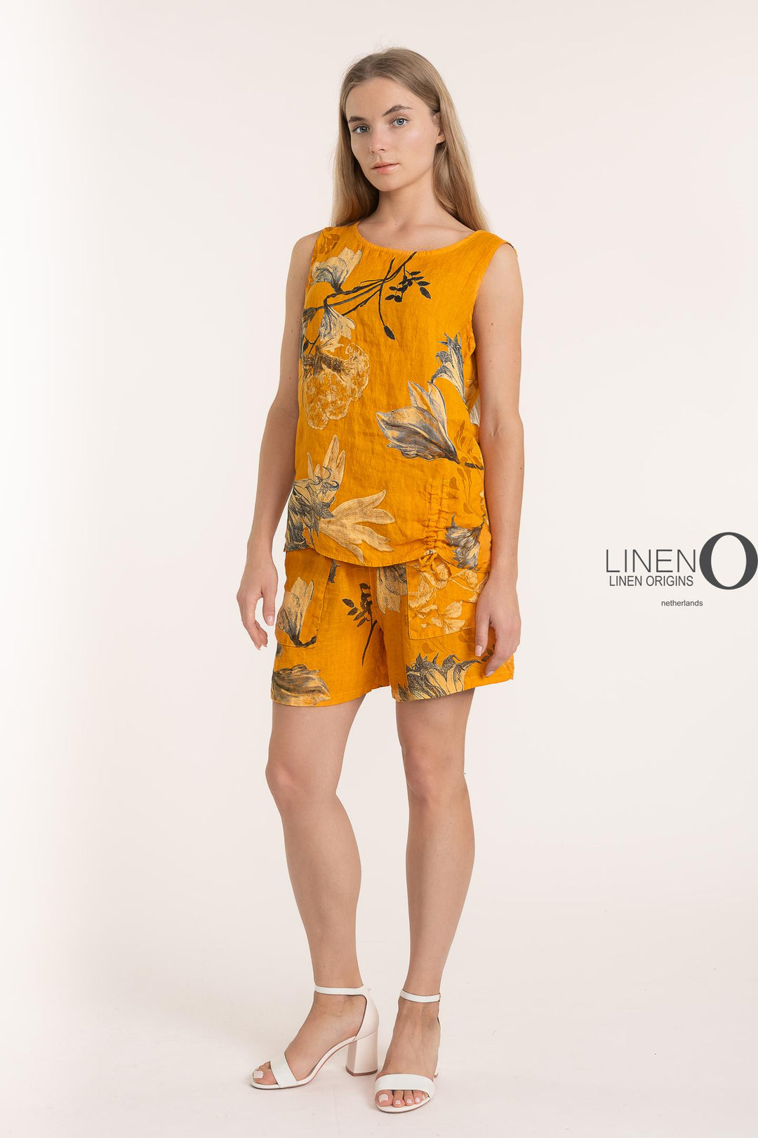Premium Woven French Linen Sv/L Top Floral - Breathable Naturals | Glam & Fame Clothing