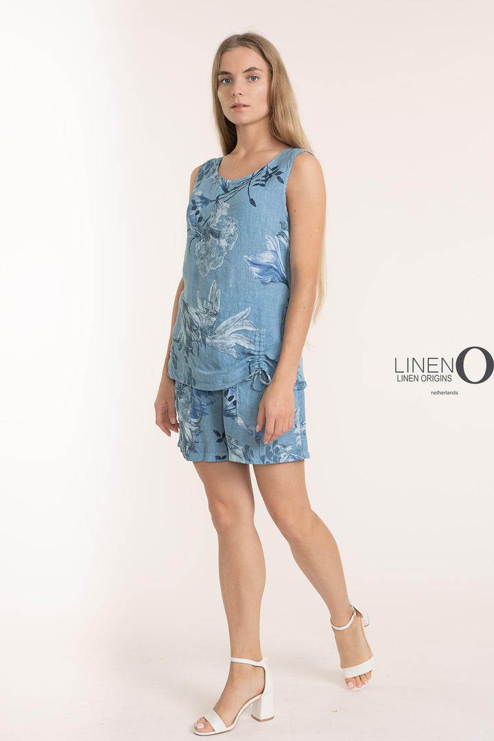 Premium Woven French Linen Sv/L Top Floral - Breathable Naturals | Glam & Fame Clothing