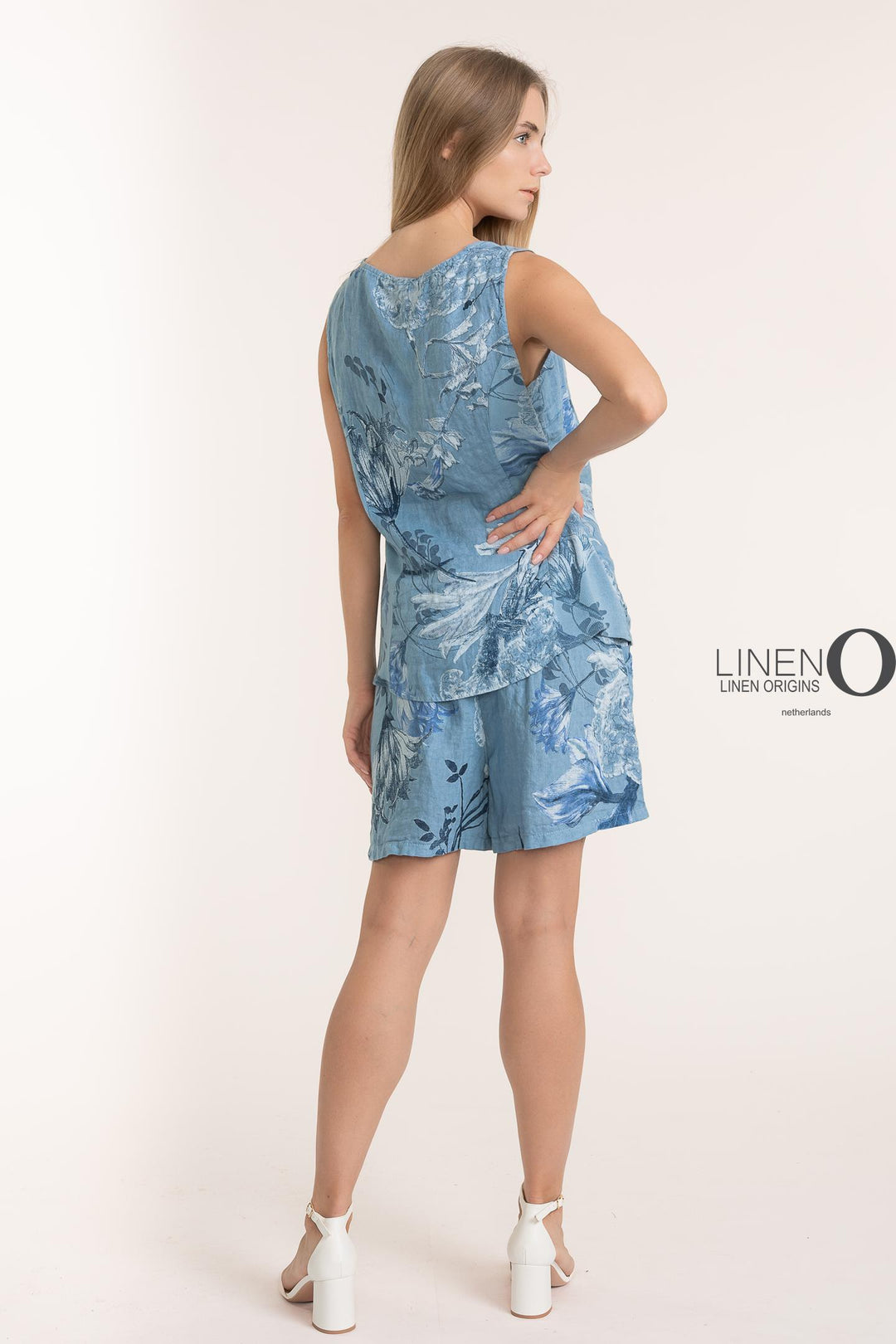 Premium Woven French Linen Sv/L Top Floral - Breathable Naturals | Glam & Fame Clothing